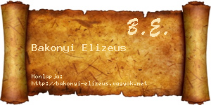 Bakonyi Elizeus névjegykártya